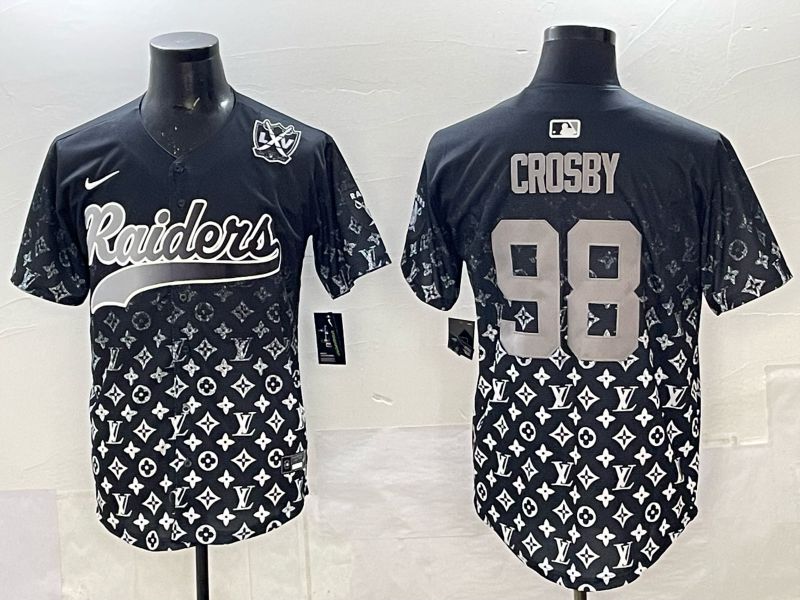 Men 2025 Nike Oakland Raiders 98 Crosby black Limited NFL Jersey 05